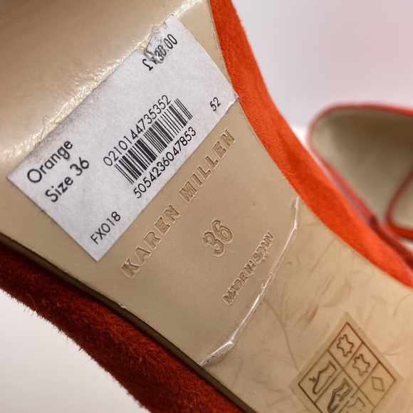 Karen Millen Orange Suede Heels - Picture 6 of 11